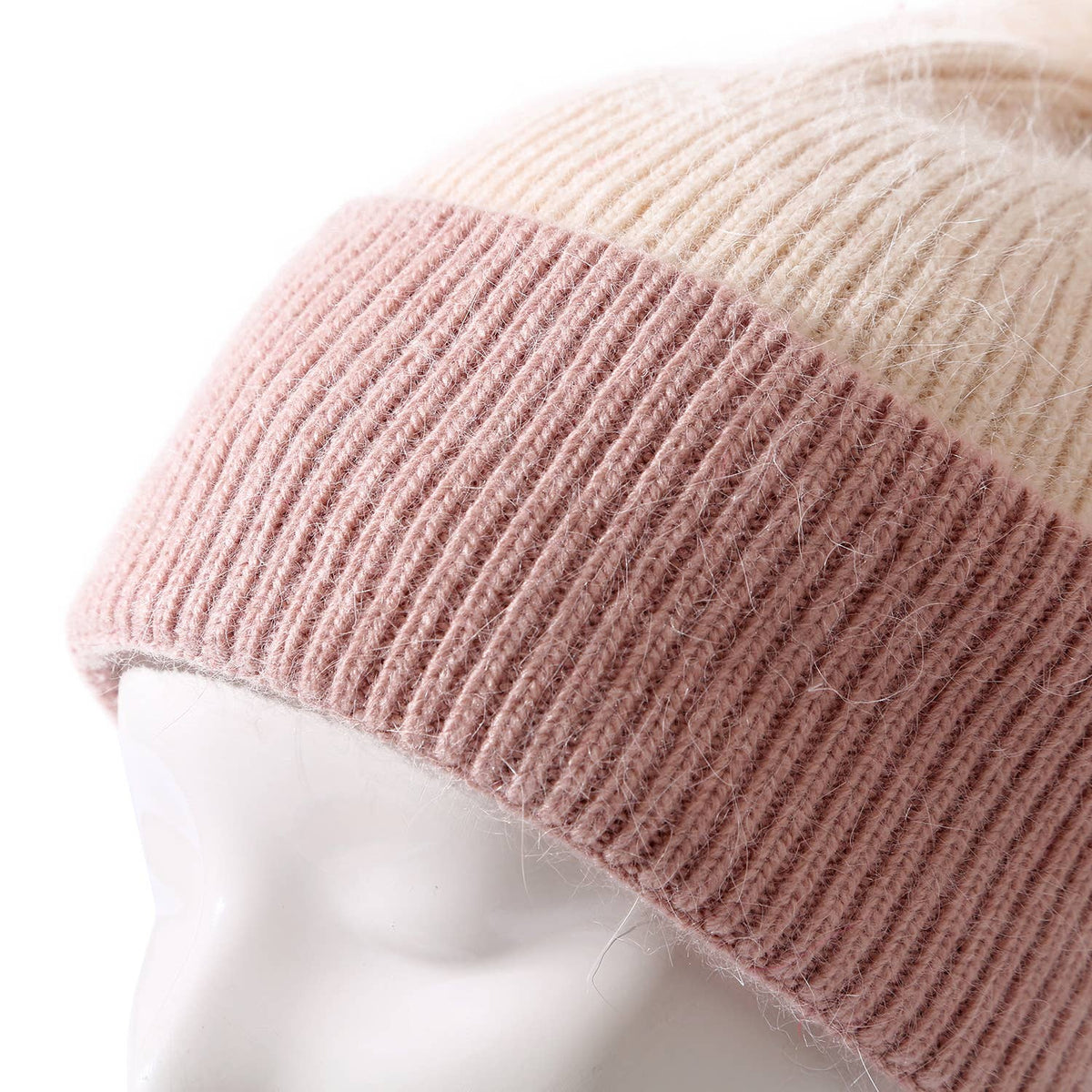 PEACH ACCESSORIES - SD114 two tone wool hats: Nude/White