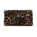 Large Leather Button Purse Leopard -Brown-Moda