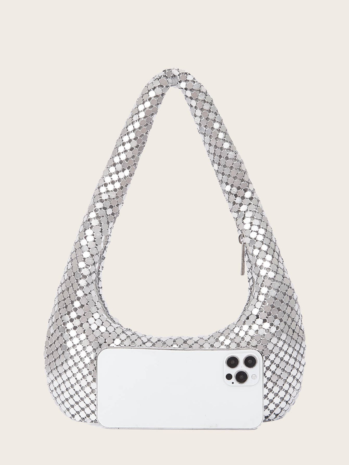 PEACH ACCESSORIES - 10163 Super soft mesh handbag: Silver