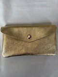 Large Leather Button Purse- Gold- Moda