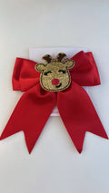 MINI REINDEER RED SATIN BOW