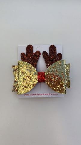 MINI GOLD LARGE SEQUIN ANTLERS CLIP
