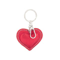 Metallic Leather Heart Keyring- RED