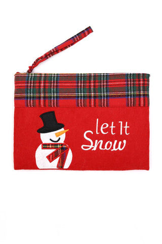 Collections by Fame Accessories - Let It Snow Christmas Pouch Bag