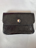 LEATHER METALLIC COIN PURSE BLACK