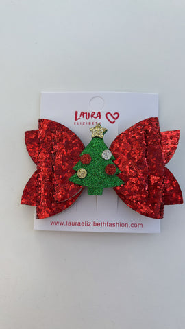 MINI RED GLITTER CHRISTMAS TREE CLIP