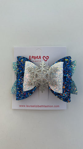 MINI BLUE GLITTER SNOWFLAKE CLIP