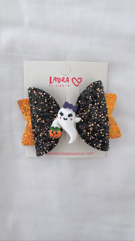 HALLOWEEN GLITTER BOW GHOST