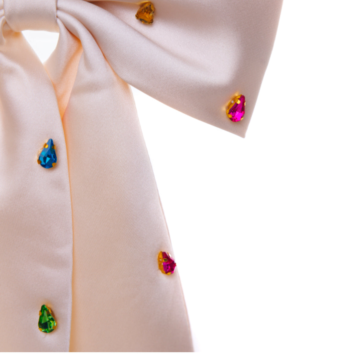 CREAM JEWELLED SATIN BOW