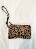 LEOPARD FAUX FUR ZIP POUCH