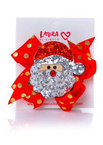 MINI SPOTTY BOW SEQUIN SANTA CLIP