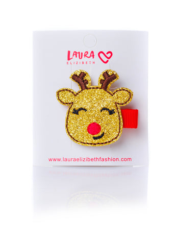 MINI GLITTER REINDEER CLIP GOLD
