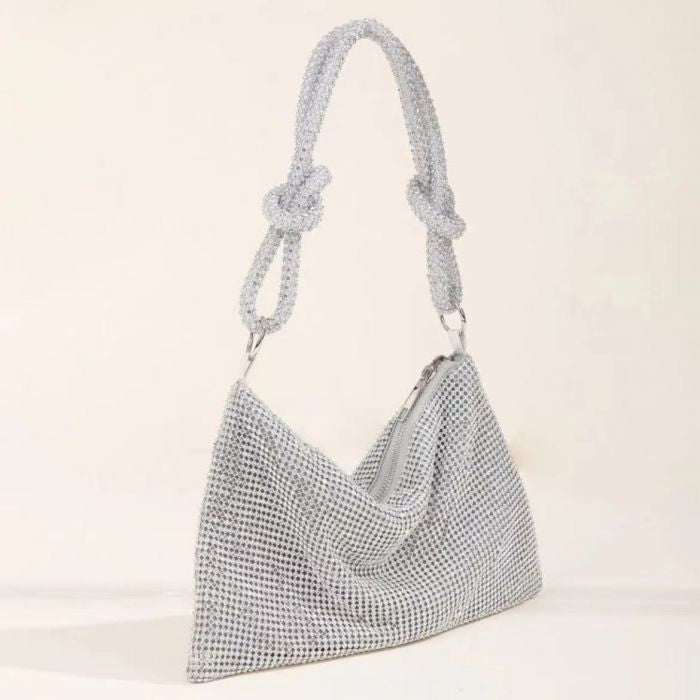 FULL CRYSTAL EVENING BAG SILVER