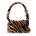TAN ANIMAL PRINT FAUX FUR BAG