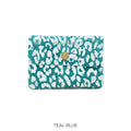 Suede Leather Button Purse Leopard Foil - turquoise- Moda