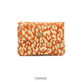 Suede Leather Button Purse Leopard Foil -Orange - Moda