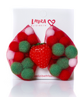 MINI LARGE POM POM STRAWBERRY BOW CLIP