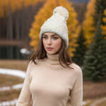 Black Ginger - Pearl Faux fur PomPom Hat - Cotton White