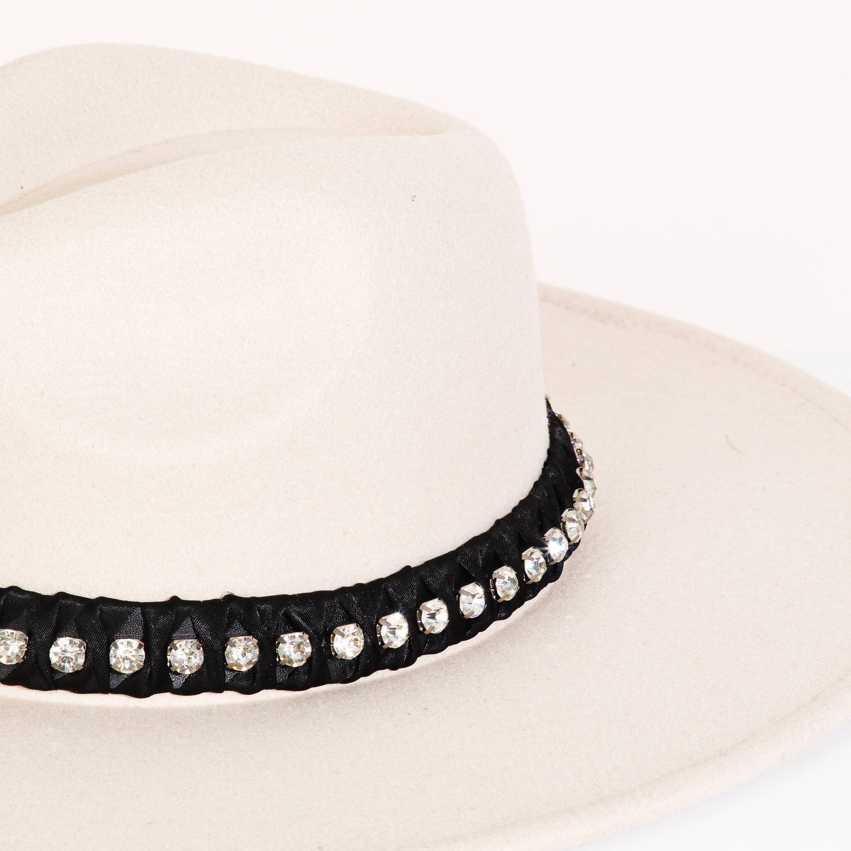 Rhinestone Strap Fedora Fashion Hat: GREY
