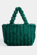 Collections by Fame Accessories - Vertical Quilted Fuzzy Hand Bag: GR