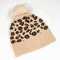 Collections by Fame Accessories - Leopard Print Pom Beanie