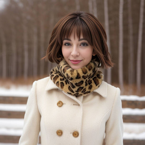 Black Ginger - Faux Fur Head Band & Snood - Animal Print