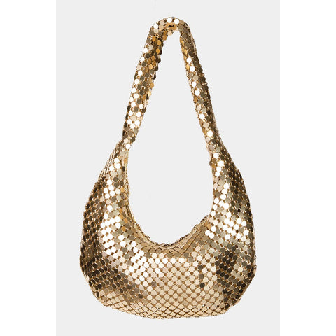 Sequin Disc Handbag: GOLD