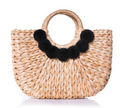 CAPRI POM POM STRAW BAG