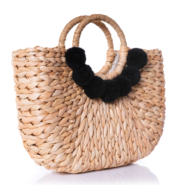 CAPRI POM POM STRAW BAG