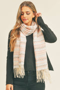 Stitched Fringe Oblong Scarf: BH