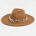 TAN BULKY CHAIN FEDORA HAT