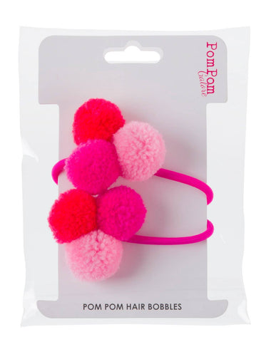 Pom Pom Galore Mini Pom Pom Hair Bobble Trio  - Pinks