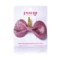 MINI GLITTER BOW CLIP PINK