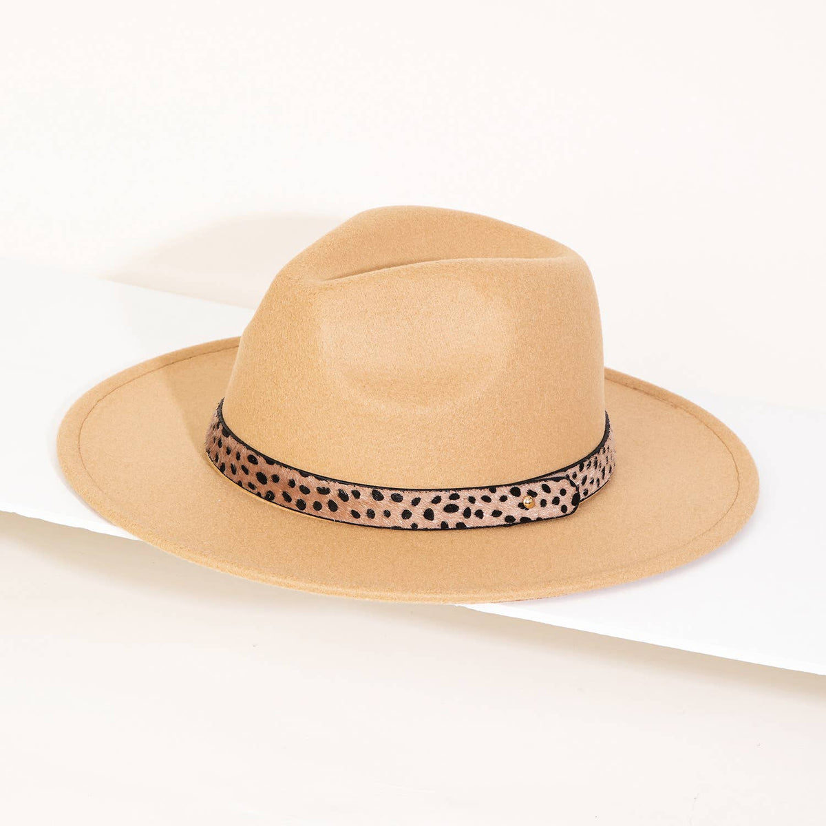 Cheetah Strap Fedora Fashion Hat: TAN