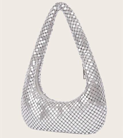 PEACH ACCESSORIES - 10163 Super soft mesh handbag: Silver