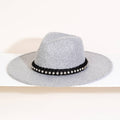Rhinestone Strap Fedora Fashion Hat: GREY