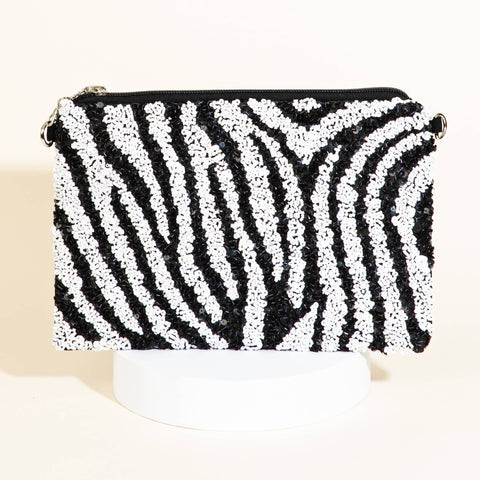 BEAD ZEBRA PRINT CROSS BODY BAG