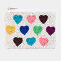 Multi Beaded Heart Coin Purse: MULTI