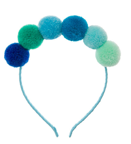 Pom Pom Galore Blues Pom Pom Hair Band