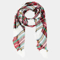 White Multi Plaid Scarf: MULTI
