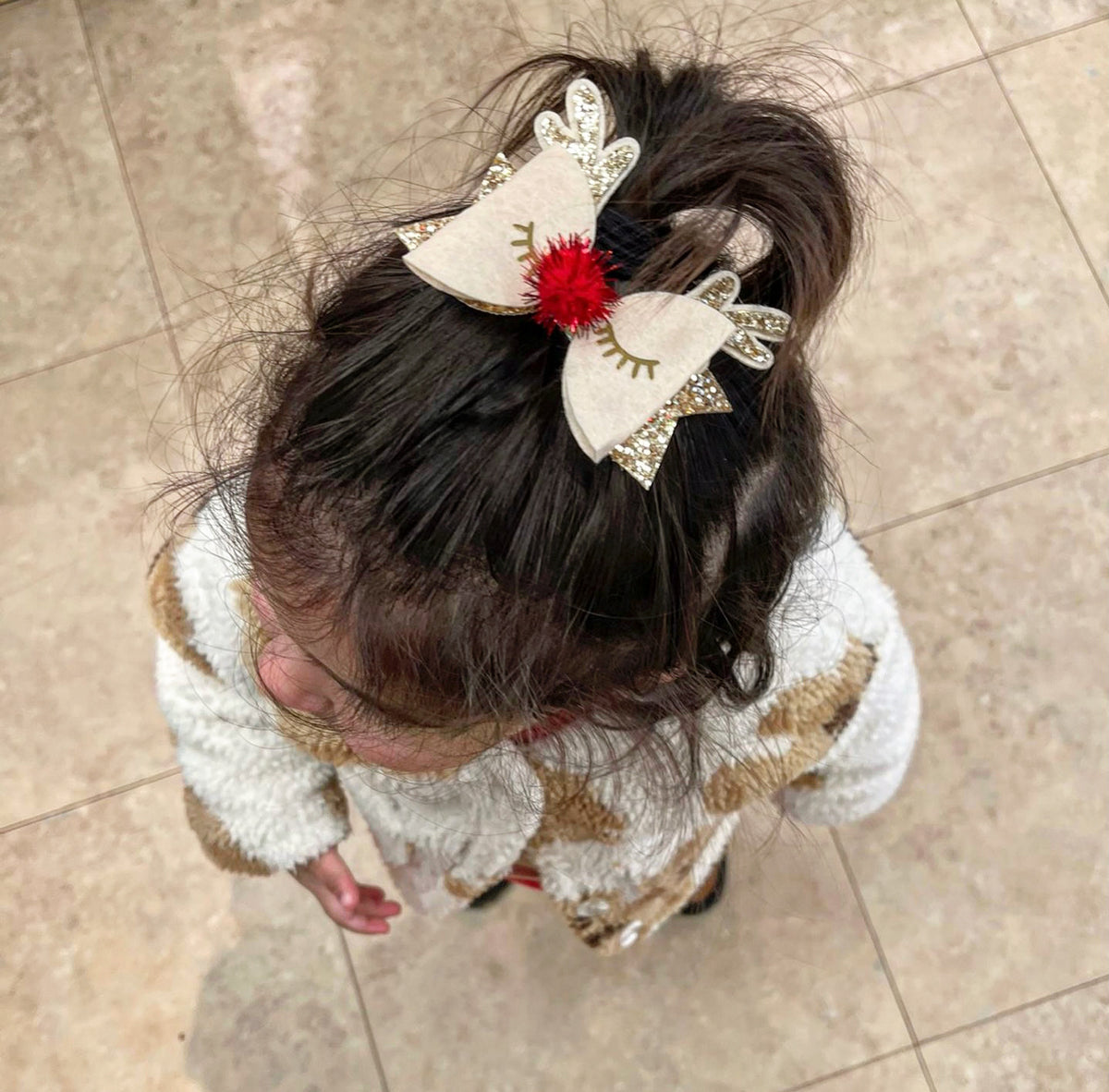 MINI BOW REINDEER CLIP GOLD