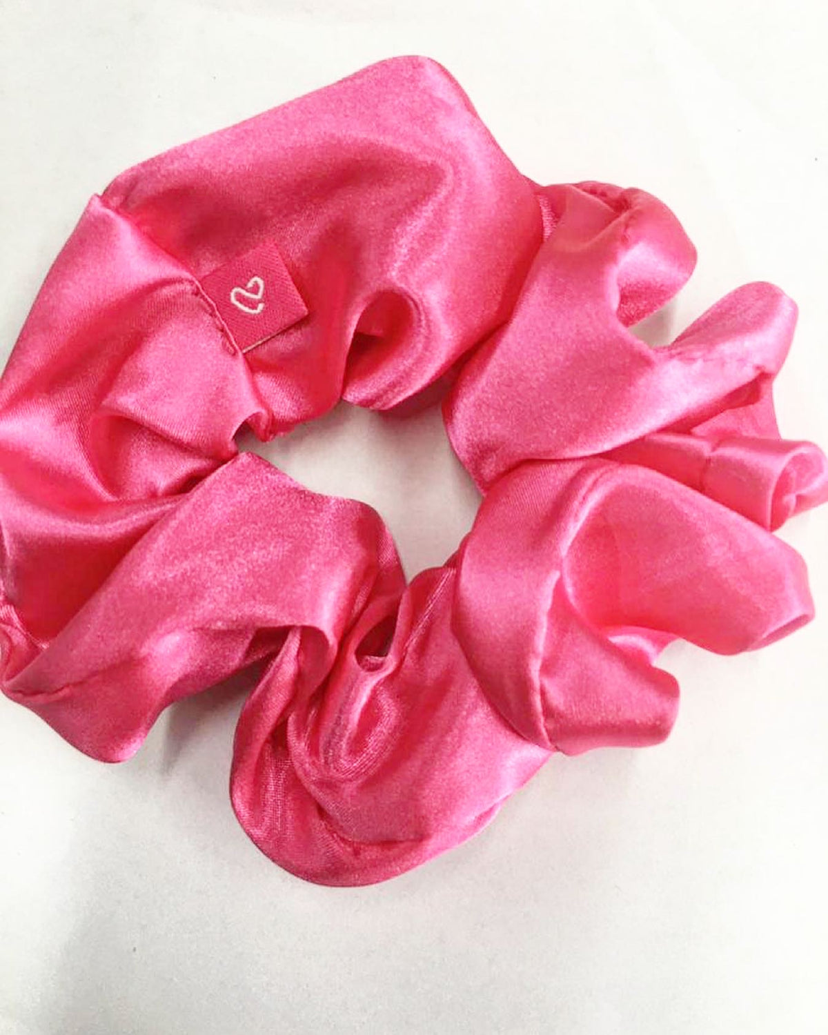 NEW YORK HOT PINK SATIN SCRUNCHIE