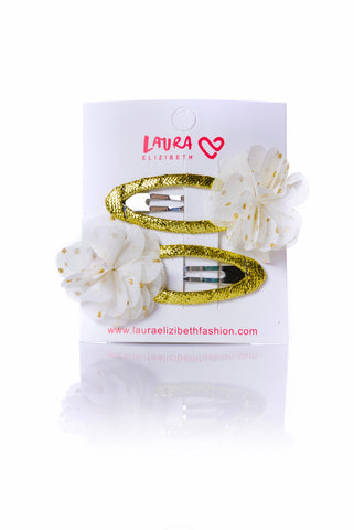 MINI GOLD AND CREAM DOUBLE CLIP